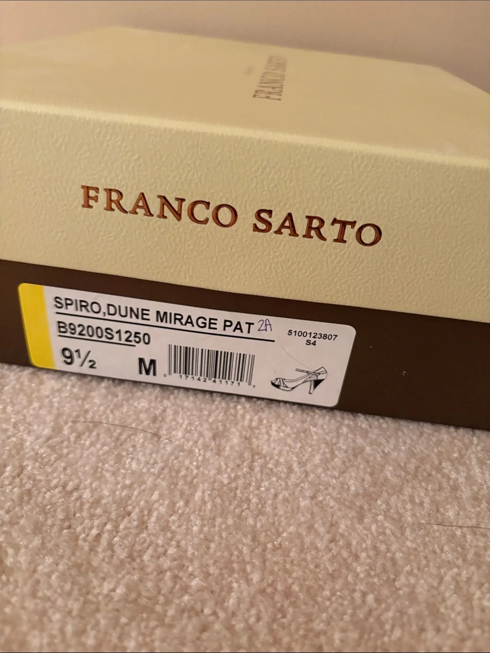 Franco Sarto Beige Patent Peep-Toe Ankle-Strap Heels